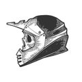 Skull in motorcycle helmet sketch engraving vector