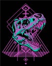 Tyrannosaurus Rex skull horror sacred geometry head for t-shirt and sticker design