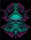 Skull mummy sacred geometry head for t-shirt and sticker design