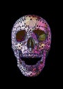 Skull open mouth in front view with cool element shape style