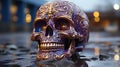 A skull painted in purple