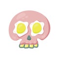 skull pink color egg shaped eyes T-shirt design or sticker. isolated on a white background. Clipart. Vector illustration Royalty Free Stock Photo