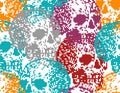 Skull pixel art pattern seamless. pixelated Skeleton head background. 8 bit vector ornament. Old video game graphics texture