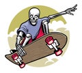 Skull playing skateboard
