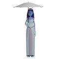 A Skull Princess Cartoon Illustration having an umbrella