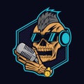 Skull punk podcast vector illustration Royalty Free Stock Photo