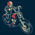 Skull ride a big motorcycle
