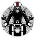 Skull ride a motorbike