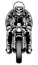 Skull riding a cafe racer motorcycle style