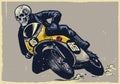 Skull riding classic motorcycle, texture is easy to remove Royalty Free Stock Photo