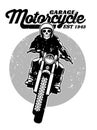 Skull riding a motorcycle