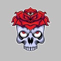 Skull Rose eyes cartoon Illustration