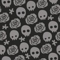 Skull rose seamless pattern. Vector background Royalty Free Stock Photo