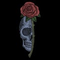 Skull rose vintage vector illustration