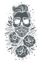 Skull roses vertical illustration