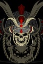 Skull with samurai vector illustration