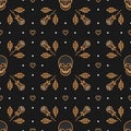 Skull seamless pattern Art Deco Vector illustration