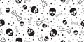 Skull seamless pattern Halloween bone Crossbones pirate Ghost polka dot scarf isolated tile background illustration repeat