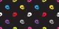 Skull seamless pattern Halloween isolated bone skeleton Ghost icon colorful pop art wallpaper background