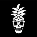 Skull skeleton pineapple with sunglasses black background