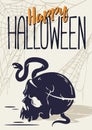 Skull with snake for halloween skeleton poster