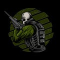 Skull soldier illustration on dark background