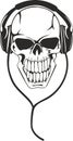 Skull in stereo ear-phones