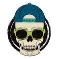 Skull with sunglasses and hat