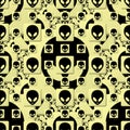 Skull Tattoo Seamless Pattern Background And Textures.