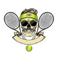 Skull with tennis racquets