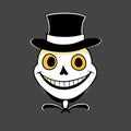 Skull in a top hat. Vector illustration on a dark background. AI generated Royalty Free Stock Photo