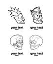 Skull And Totem Polynesian Symbol Logo Set