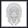 Skull tribal chief mandala arts. isolated on white background