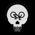 Skull Vector Icon with Beard Made of Bike or Bicycle Chain. Hair Made of Spokes