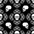 Skull and Victorian pattern. Skulls and royal Background