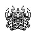 Skull Viking Helmet and axe Warrior Illustrations silhouette