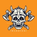 Skull Viking Warrior with axe and helmet Illustrations