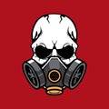 Skull wearing a gas mask vector