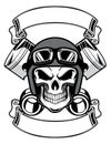 Skull wearing retro motorbike helmet