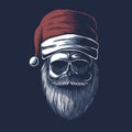 Skull wearing a santa hat for christmas vector illustration