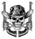 Sheriff Skull And Pistol Hand Guns