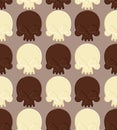 Skull white and dark chocolate seamless pattern. Head skeleton m