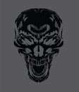 Skull with wing and tool on label background. Sticker and printing for biker.bigbike and skull