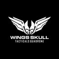 Skull wings logo. wings skull military tactical squadrone logo design template