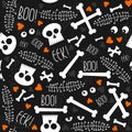 Skulls bones eyes hearts seamless Royalty Free Stock Photo