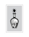 Skulls and bottle sketch vector and skull into the bottle