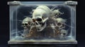 Skulls In Glass Container Display - Abstract 2d Fantasy Art Royalty Free Stock Photo