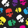 Skulls seamless pattern background, color skull grunge design for textiles, wrapping paper and printing products