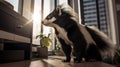 Skunk in chic apartment, showcasing pet care Royalty Free Stock Photo