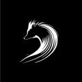 Skunk head and tail icon, wild animal logo template. Hand drawing emblem on black background for body art and tattoo